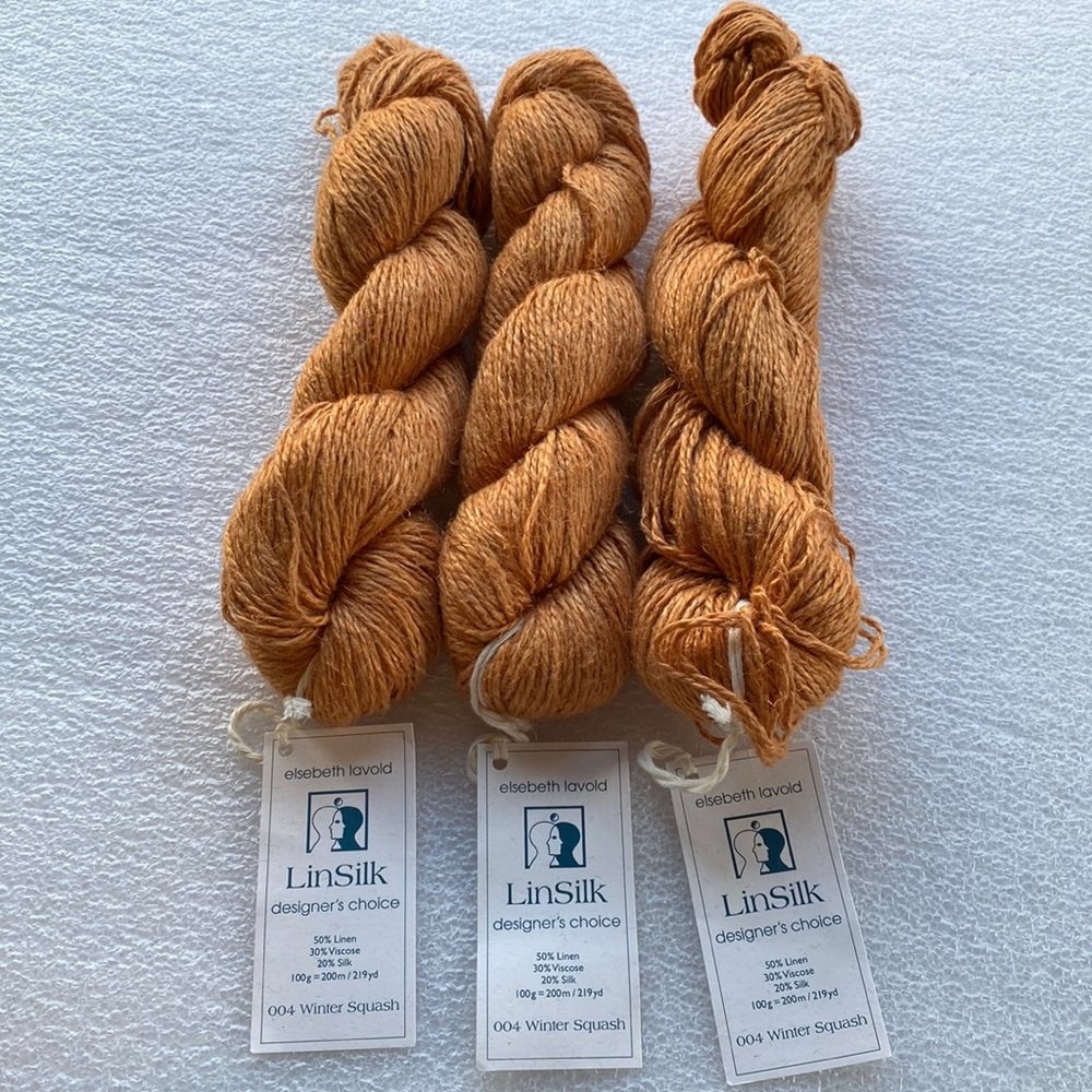 3 Hanks Elsebeth Lavold LinSilk Yarn Color 4 Winter Squash